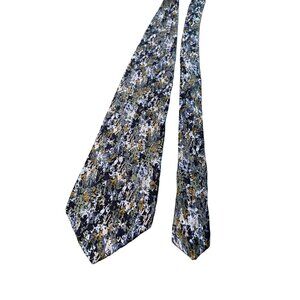 Cocktail Collection Silk Tie Abstract Pattern Mens Blue Green Gold
